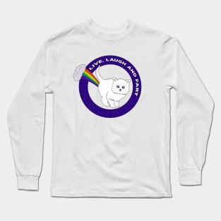 Live, Laugh and Fart - Funny Cat Rainbow Long Sleeve T-Shirt